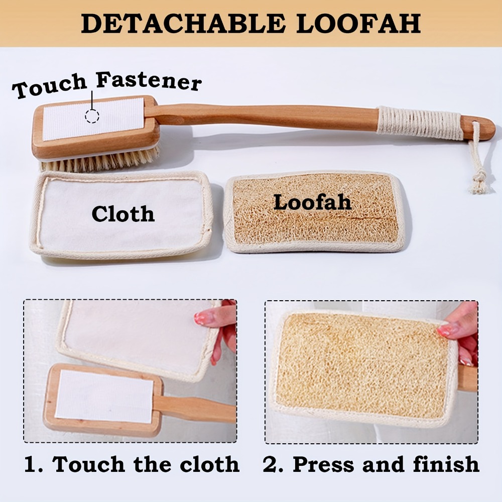 Wood Long Handle Bath Brush Na - Body Loofah Natural recension och pris