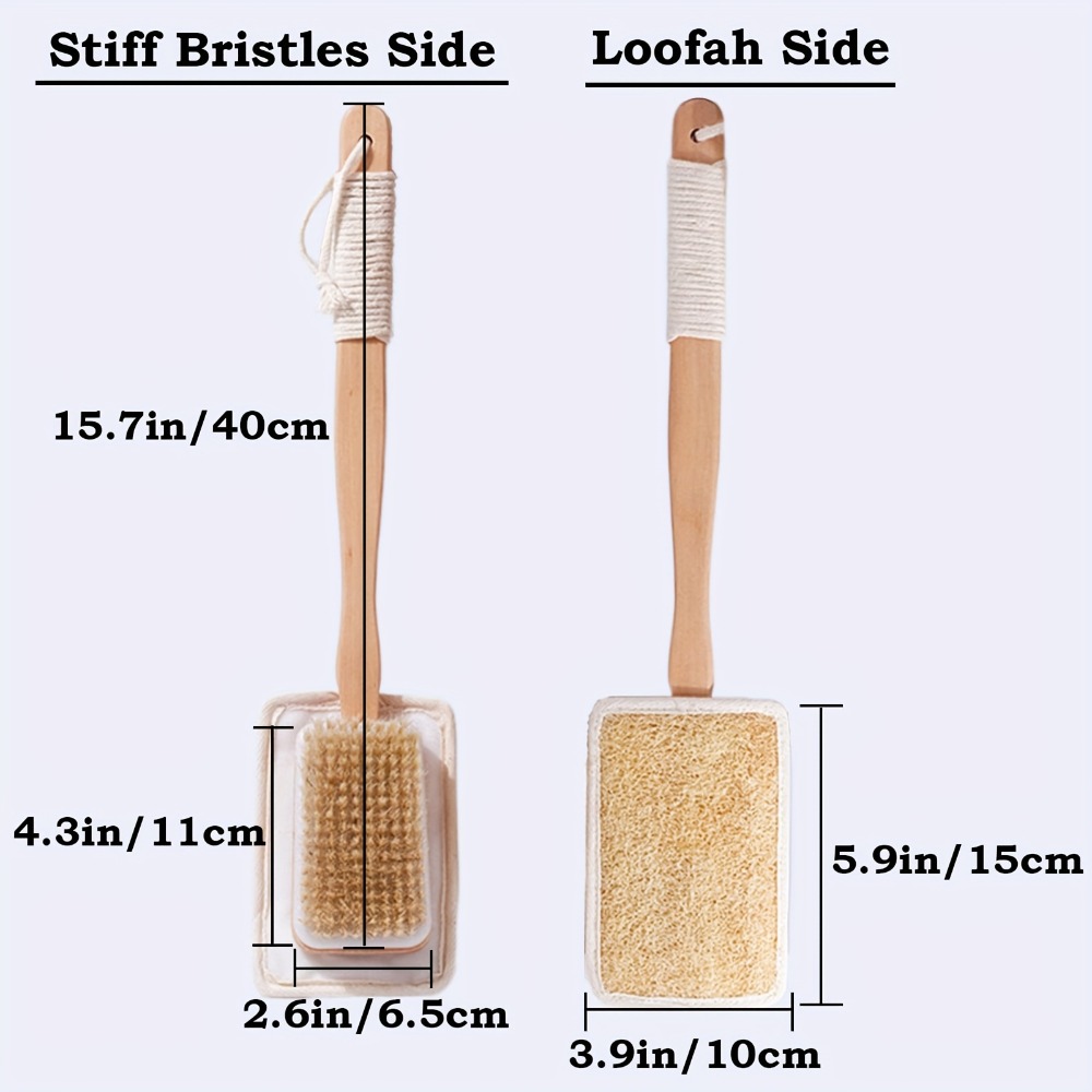 Wood Long Handle Bath Brush Na - Body Loofah Natural recension och pris